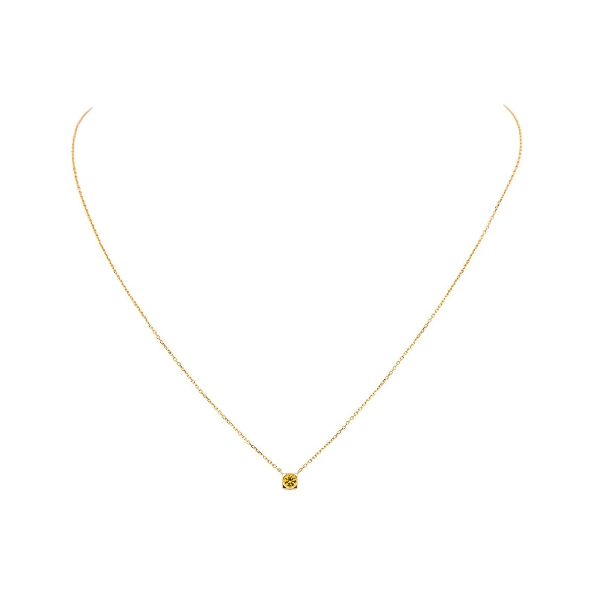 Collier Pendentif DINH VAN "Cube" en or jaune et saphir - Castafiore