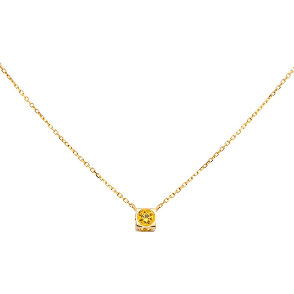 Collier Pendentif DINH VAN "Cube" en or jaune et saphir - Castafiore