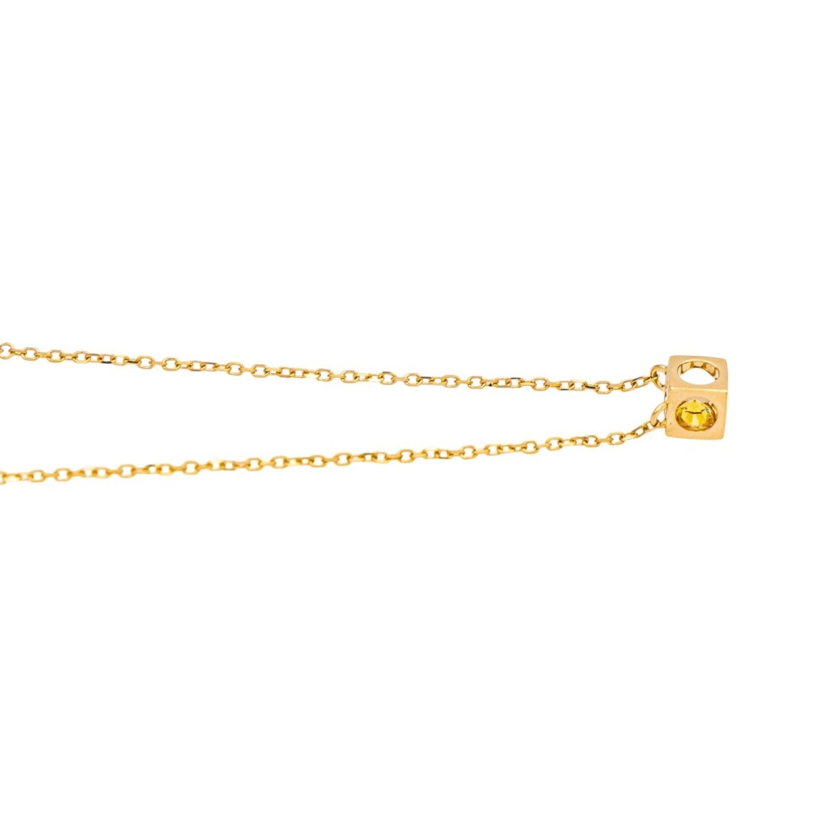 Collier Pendentif DINH VAN "Cube" en or jaune et saphir - Castafiore