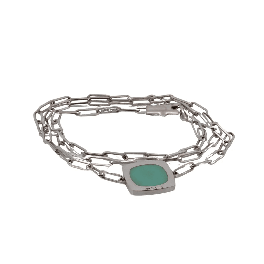 Collier Pendentif DINH VAN "Impressions" en or blanc et turquoise - Castafiore