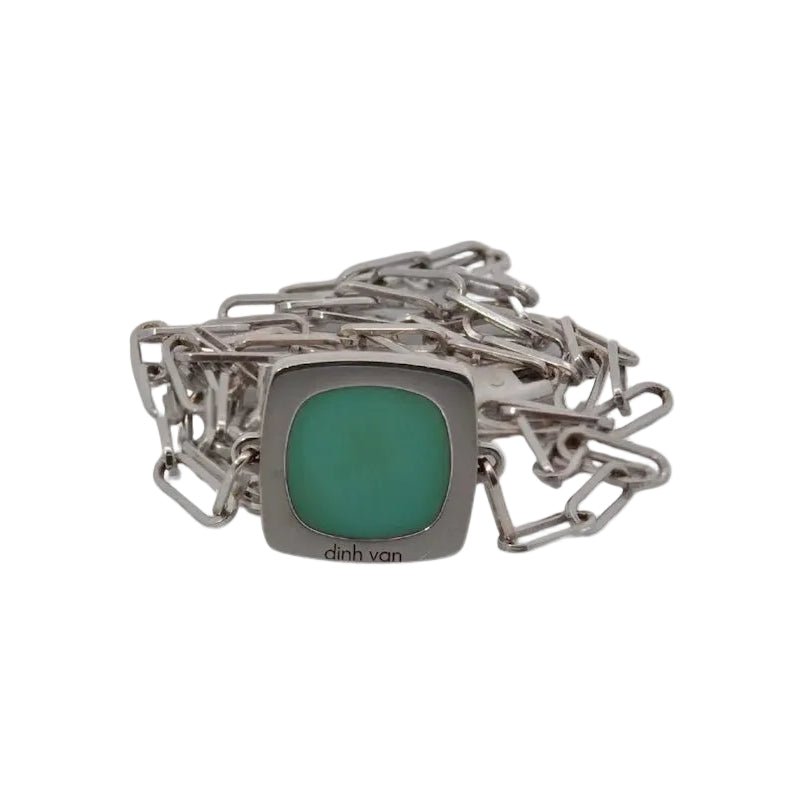 Collier Pendentif DINH VAN "Impressions" en or blanc et turquoise - Castafiore