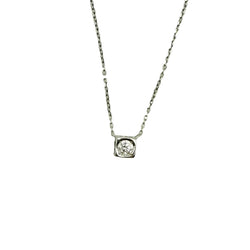 Collier Pendentif DINH VAN "Le Cube" en or blanc et diamant - Castafiore