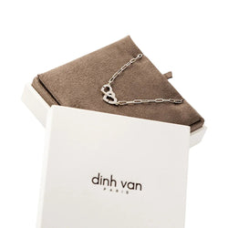 Collier Pendentif DINH VAN "Menottes Double Coeurs R9" en or blanc et diamants - Castafiore