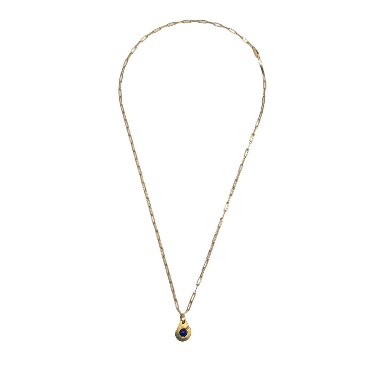 Collier Pendentif DINH VAN "Menottes R10" en or jaune et lapis lazuli - Castafiore