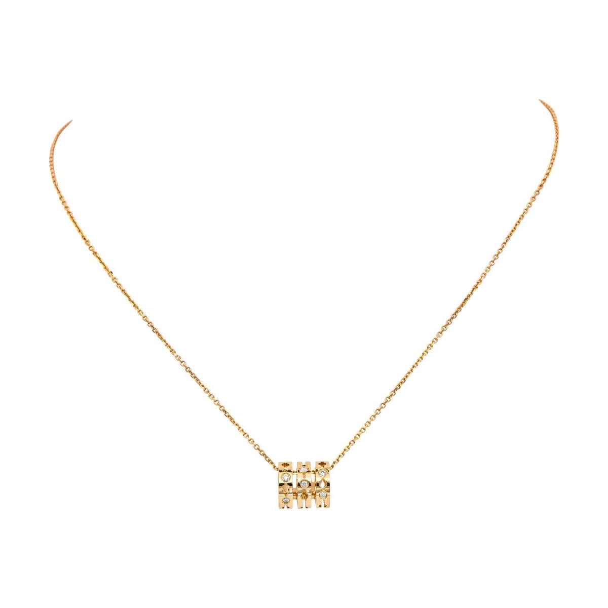 Collier Pendentif DINH VAN "Pulse" en or jaune et diamants - Castafiore