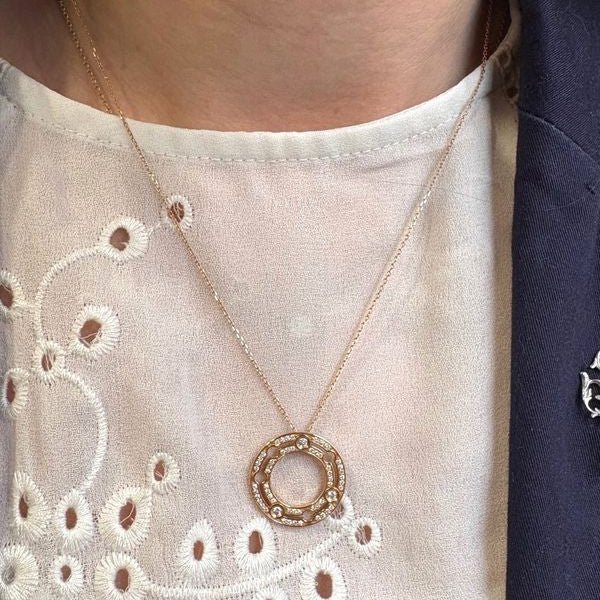 Collier Pendentif DINH VAN "Pulse" en or rose et diamants - Castafiore