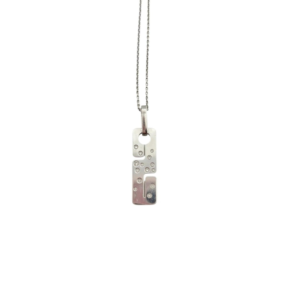 Collier Pendentif DINH VAN "Seventies" en or blanc et diamants - Castafiore
