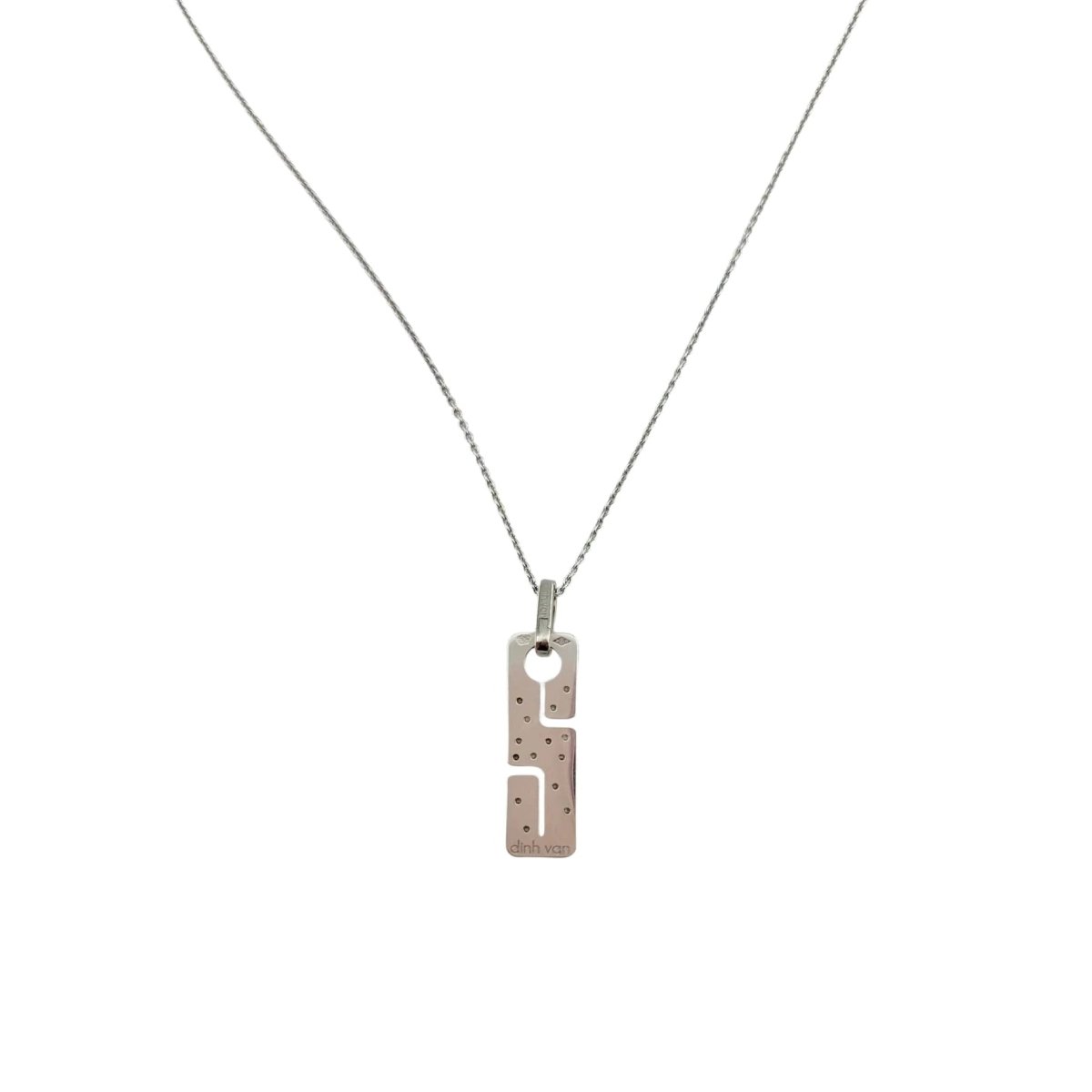 Collier Pendentif DINH VAN "Seventies" en or blanc et diamants - Castafiore