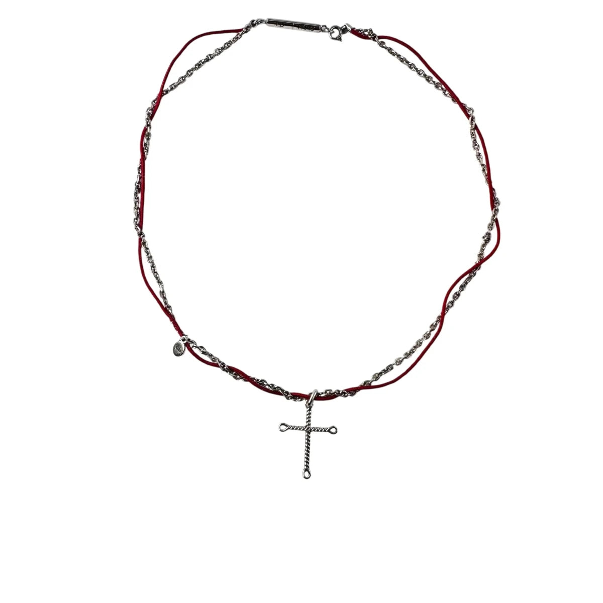 Collier Pendentif DIOR Croix en argent et cordon - Castafiore