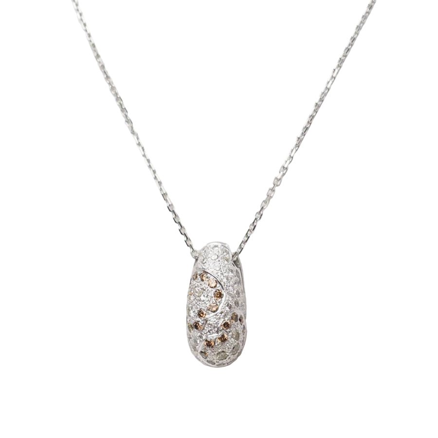 Collier pendentif dôme en or blanc et diamants - Castafiore