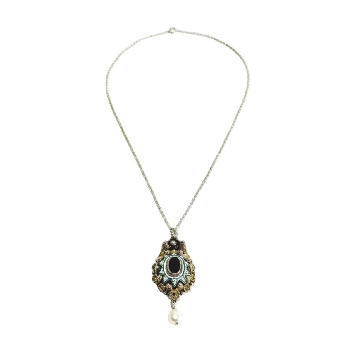 Collier Pendentif en argent, vermeil, émail, grenat et perle - Castafiore