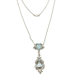Collier Pendentif en or blanc, aigue-marine et diamants - Castafiore