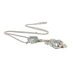 Collier Pendentif en or blanc, aigue-marine et diamants - Castafiore