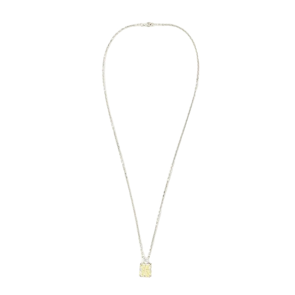 Collier Pendentif en or blanc, diamant fancy yellow et diamant - Castafiore