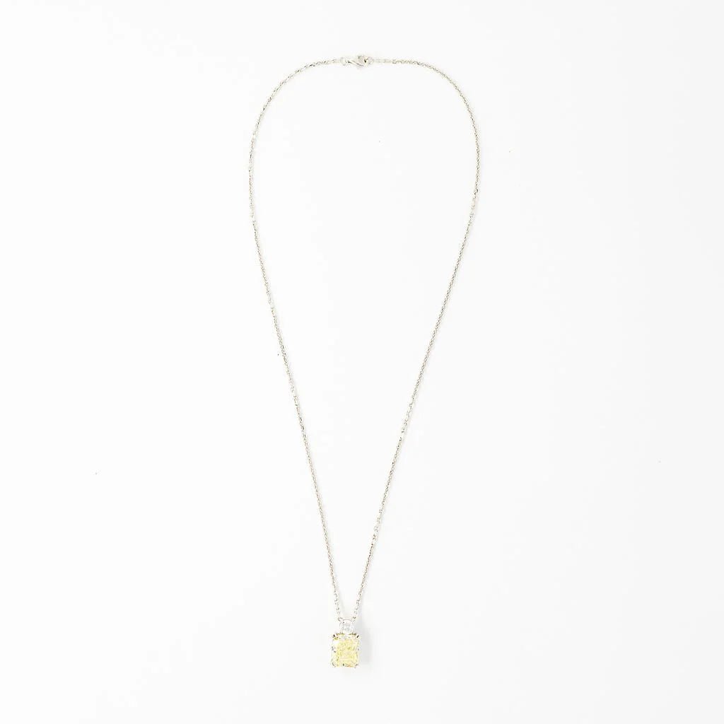 Collier Pendentif en or blanc, diamant fancy yellow et diamant - Castafiore