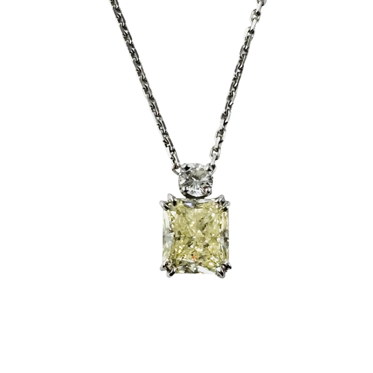 Collier Pendentif en or blanc, diamant fancy yellow et diamant - Castafiore