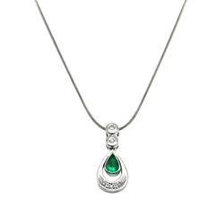 Collier Pendentif en or blanc, émeraude et diamants - Castafiore