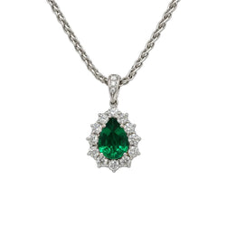 Collier Pendentif en or blanc, émeraude et diamants - Castafiore