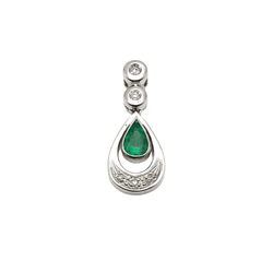 Collier Pendentif en or blanc, émeraude et diamants - Castafiore