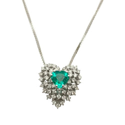 Collier Pendentif en or blanc, émeraude et diamants - Castafiore