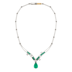 Collier Pendentif en or blanc, émeraudes et diamants - Castafiore