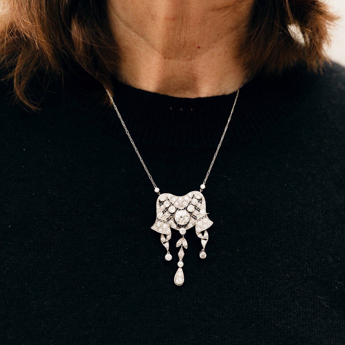 Collier Pendentif en or blanc et diamants - Castafiore