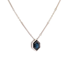 Collier Pendentif en or blanc et saphir - Castafiore