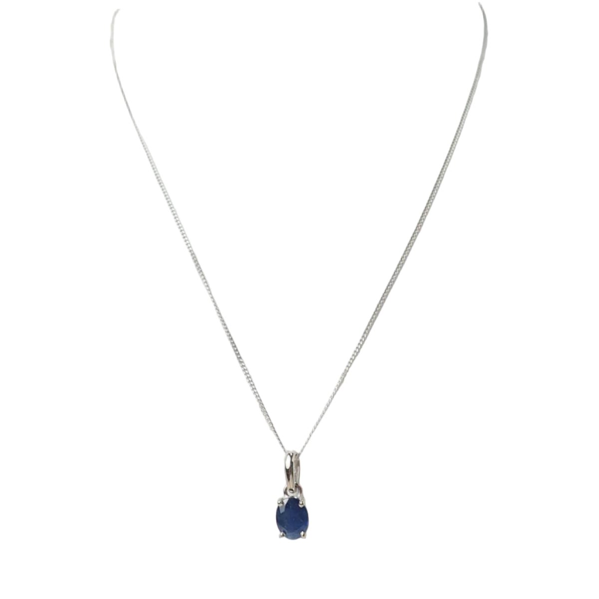 Collier Pendentif en or blanc et saphir - Castafiore