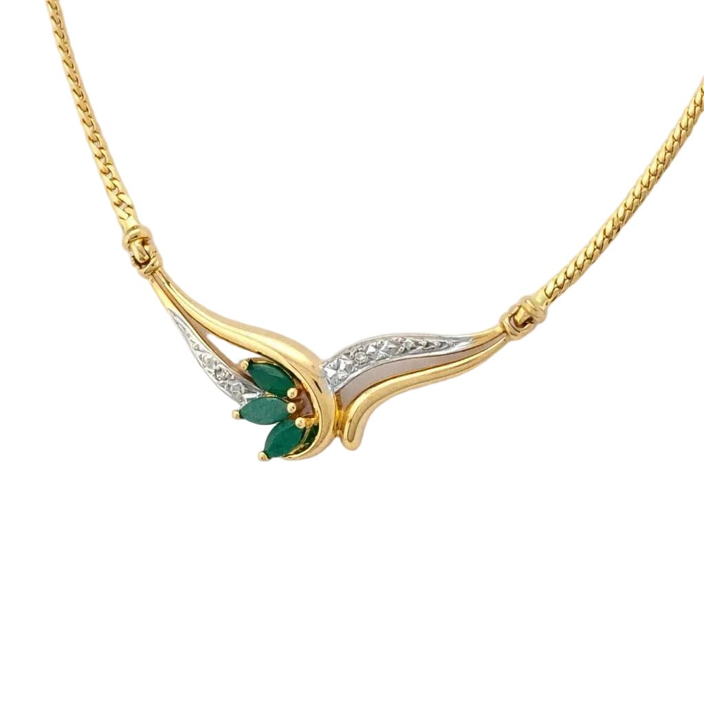 Collier Pendentif en or blanc, or jaune, émeraudes et diamants - Castafiore