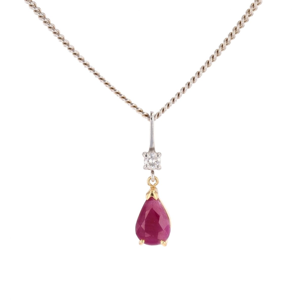 Collier Pendentif en or blanc, or jaune, rubis et diamant - Castafiore