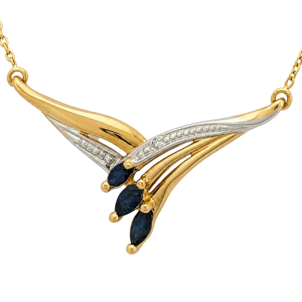 Collier Pendentif en or blanc, or jaune, saphirs et diamant - Castafiore