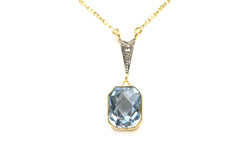 Collier Pendentif en or blanc, or jaune, topaze et diamant - Castafiore