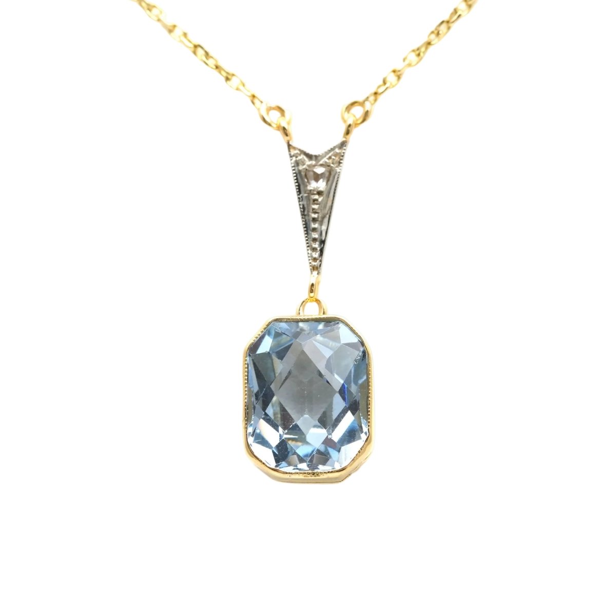 Collier Pendentif en or blanc, or jaune, topaze et diamant - Castafiore