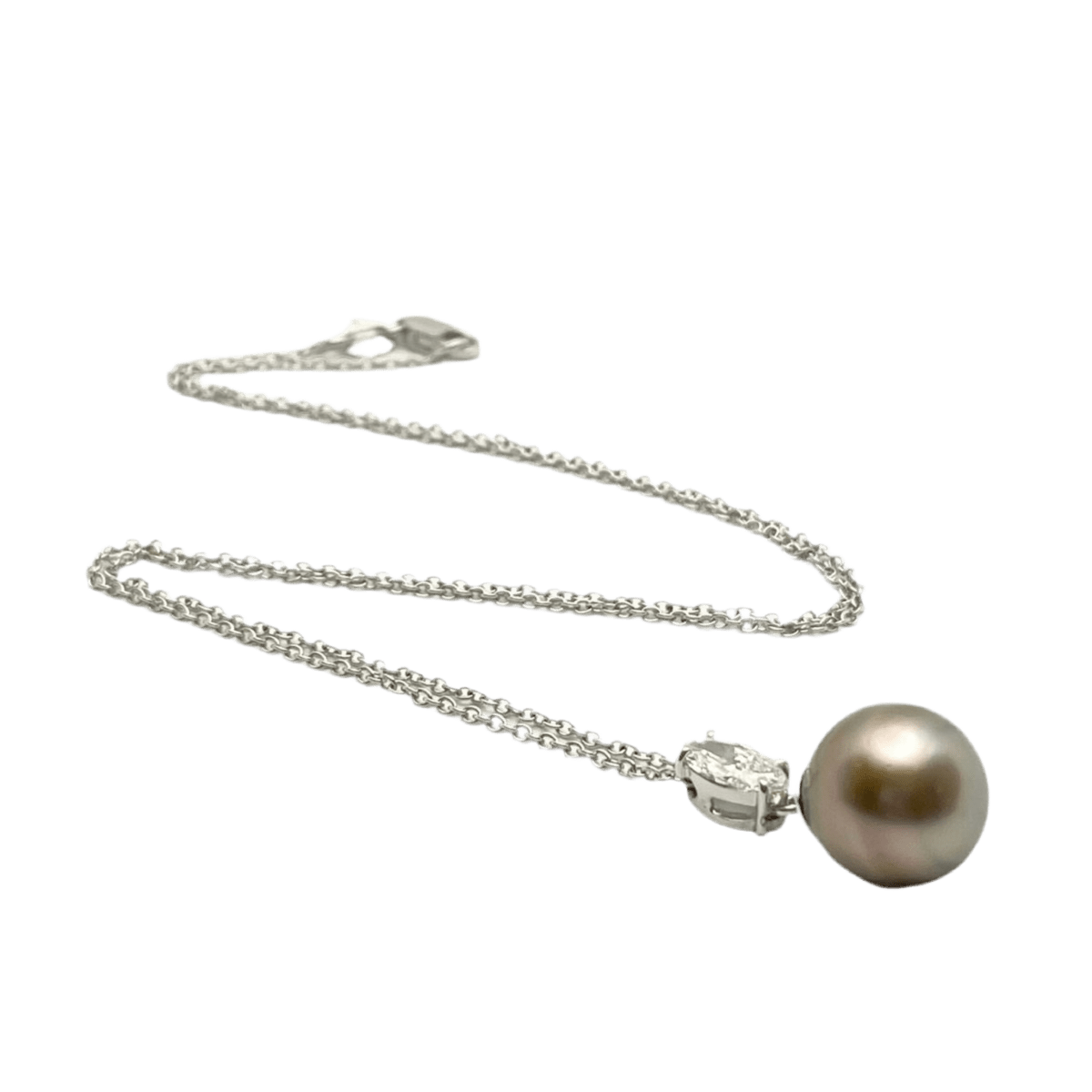 Collier Pendentif en or blanc, perle et diamant - Castafiore