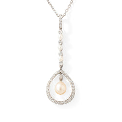 Collier Pendentif en or blanc, perle et diamants - Castafiore