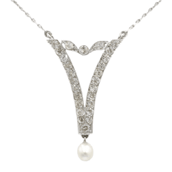 Collier Pendentif en or blanc, perle et diamants - Castafiore