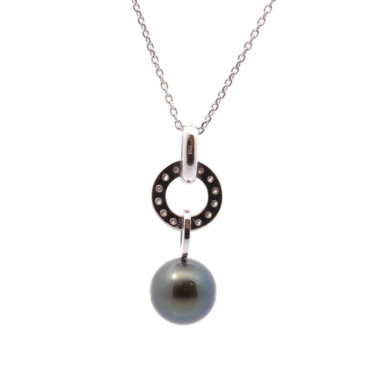 Collier Pendentif en or blanc, perle et diamants - Castafiore