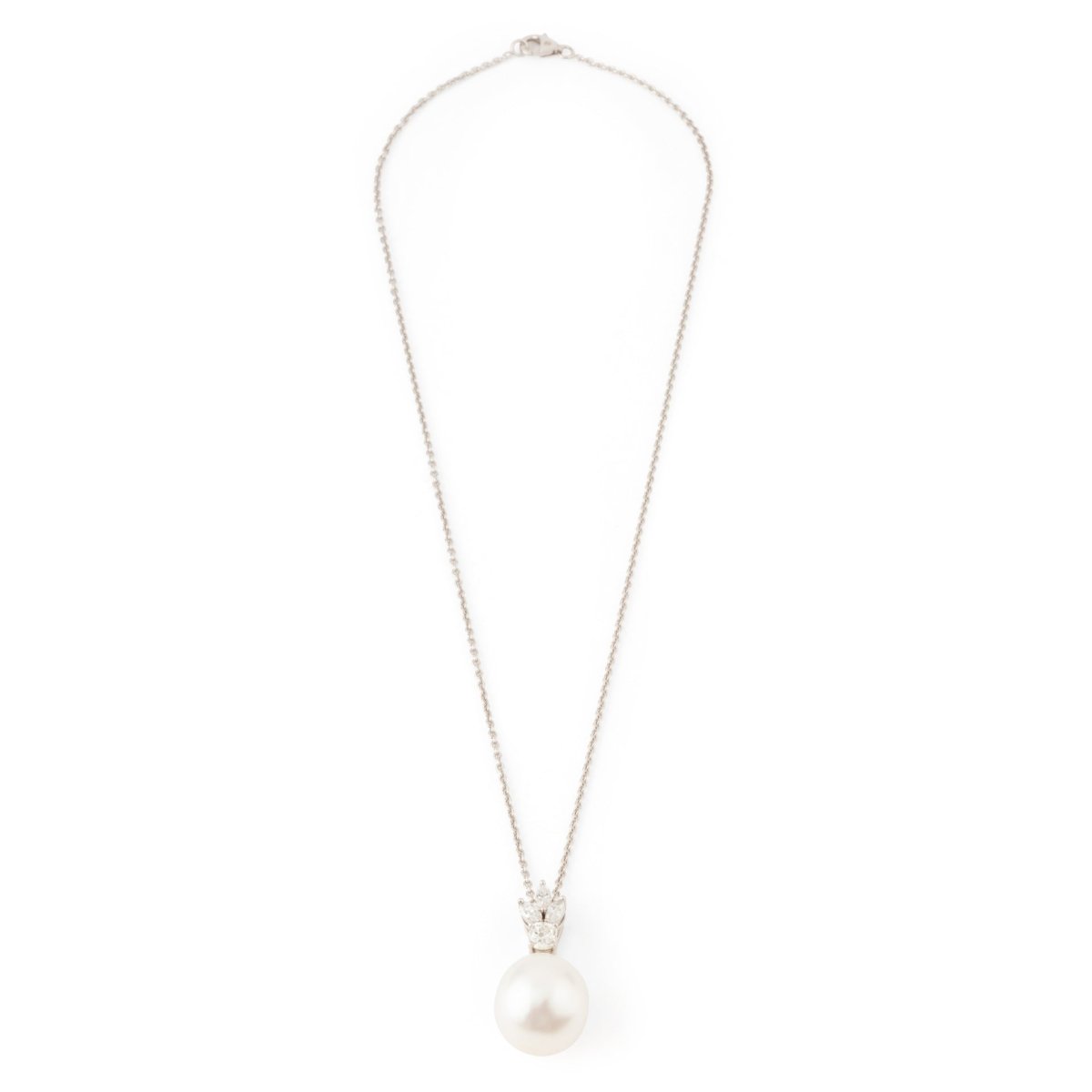 Collier Pendentif en or blanc, perle et diamants - Castafiore
