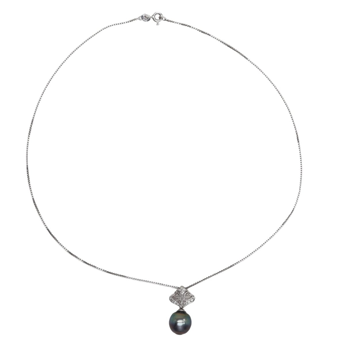 Collier Pendentif en or blanc, perle et diamants - Castafiore