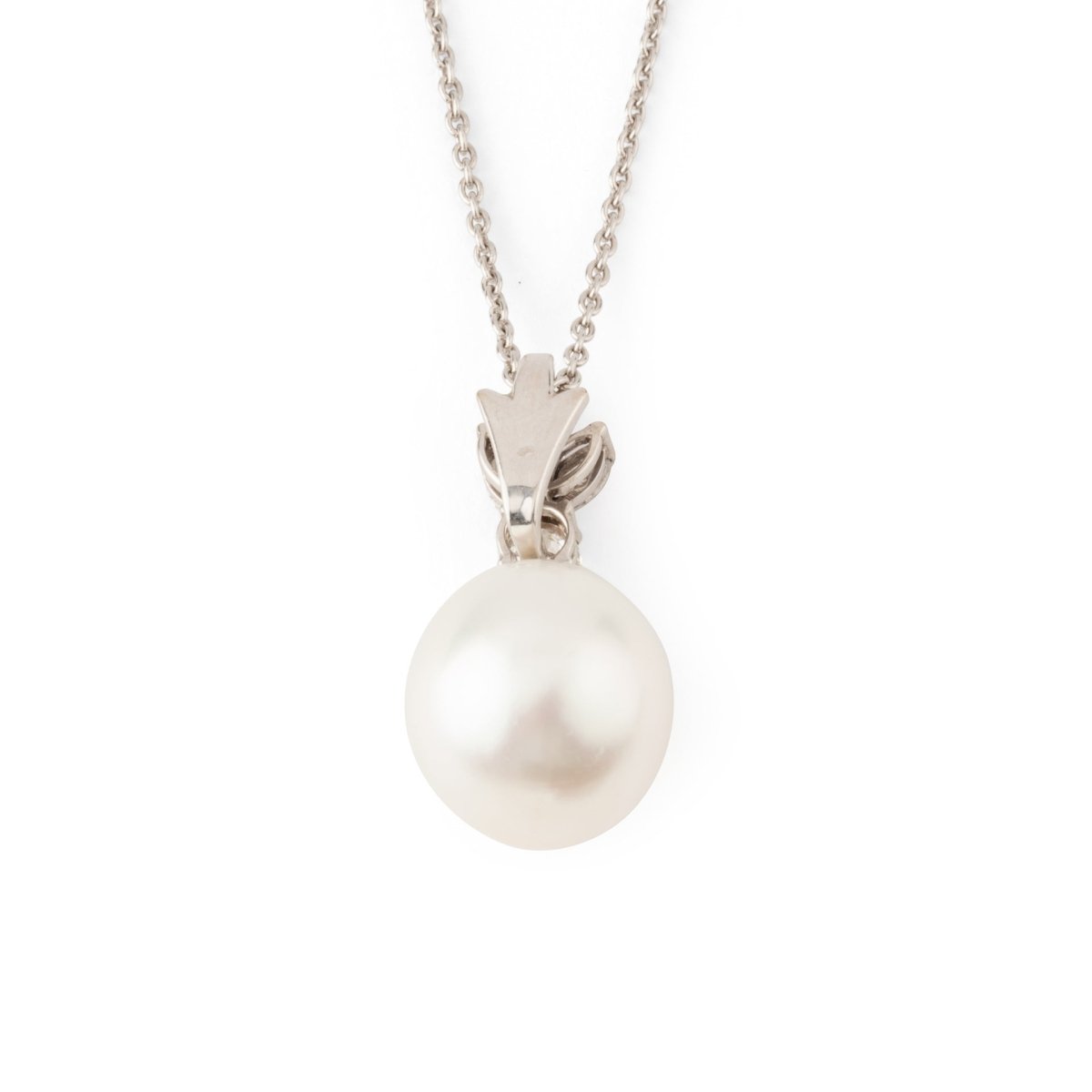 Collier Pendentif en or blanc, perle et diamants - Castafiore