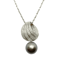 Collier Pendentif en or blanc, perle et diamants - Castafiore