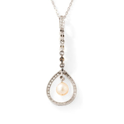 Collier Pendentif en or blanc, perle et diamants - Castafiore