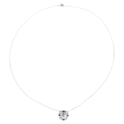 Collier Pendentif en or blanc, pierre de lune, saphirs et diamants - Castafiore