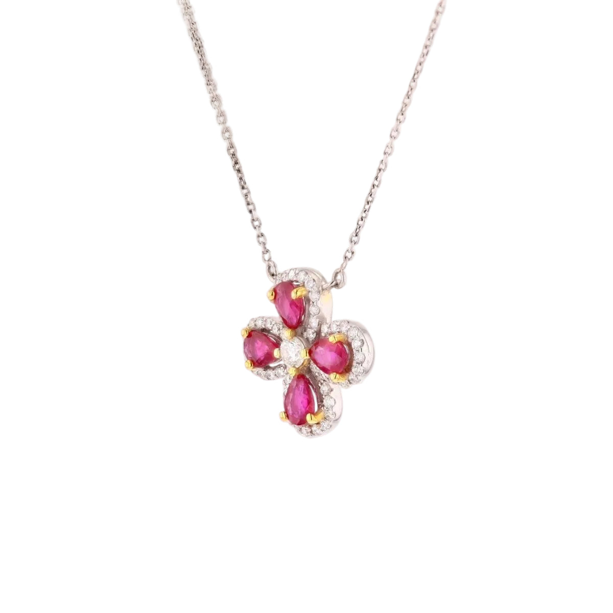 Collier Pendentif en or blanc, rubis et diamants - Castafiore