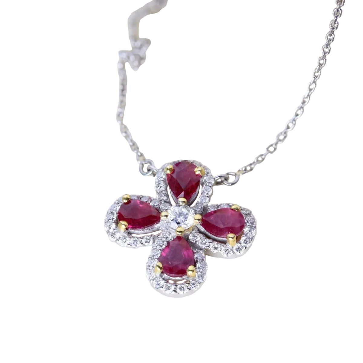 Collier Pendentif en or blanc, rubis et diamants - Castafiore