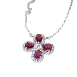 Collier Pendentif en or blanc, rubis et diamants - Castafiore