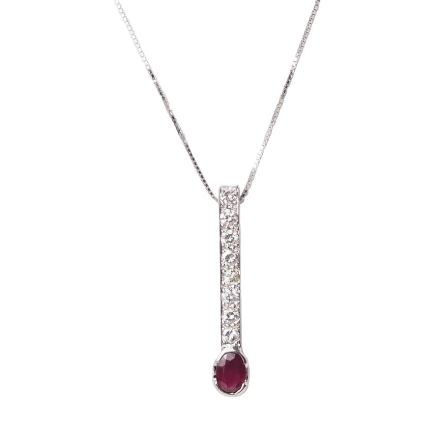 Collier Pendentif en or blanc, rubis et diamants - Castafiore
