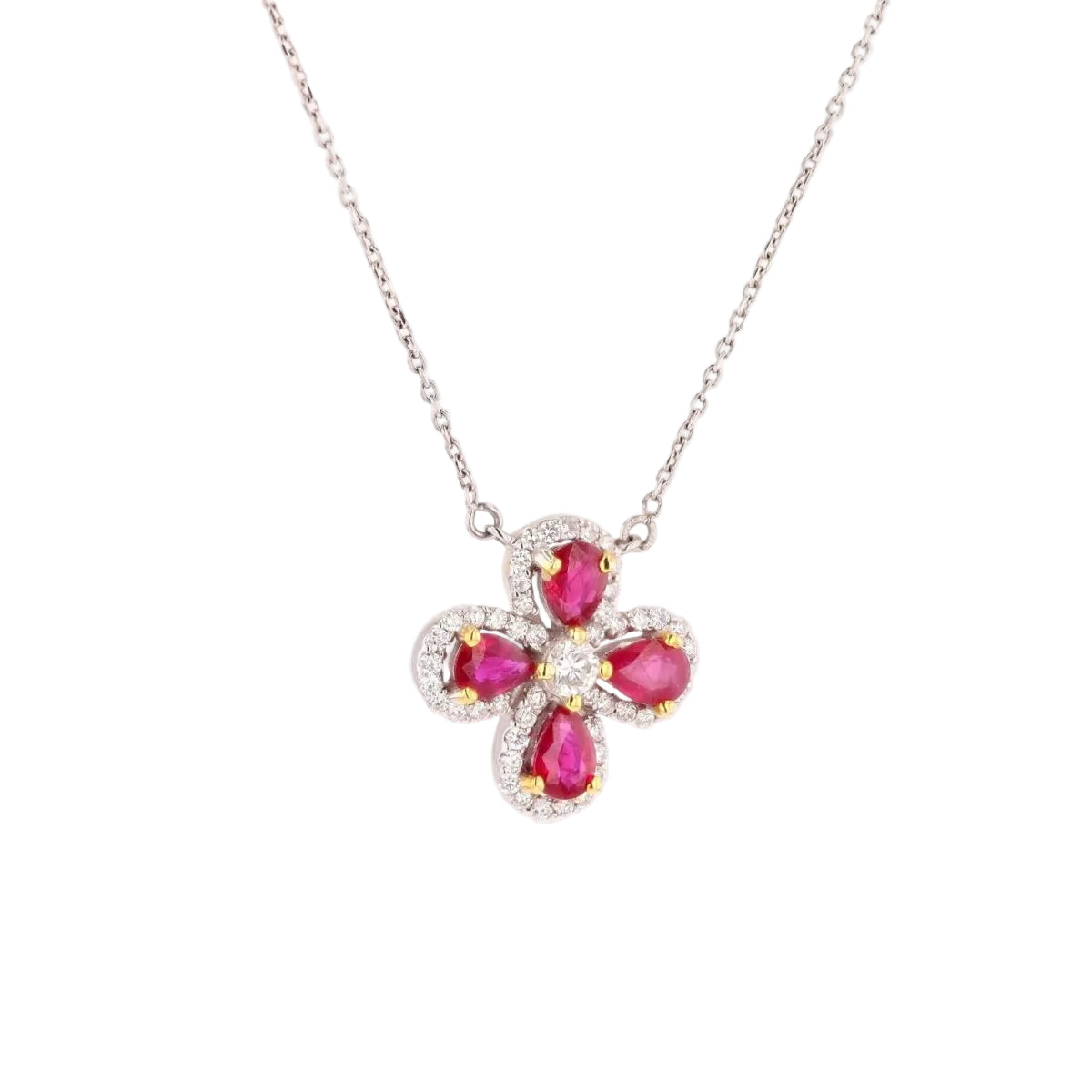 Collier Pendentif en or blanc, rubis et diamants - Castafiore