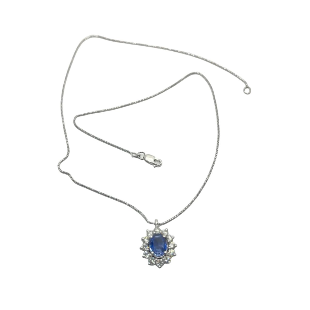Collier Pendentif en or blanc, saphir et diamants - Castafiore