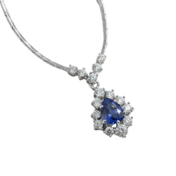 Collier pendentif en or blanc, saphir et diamants - Castafiore